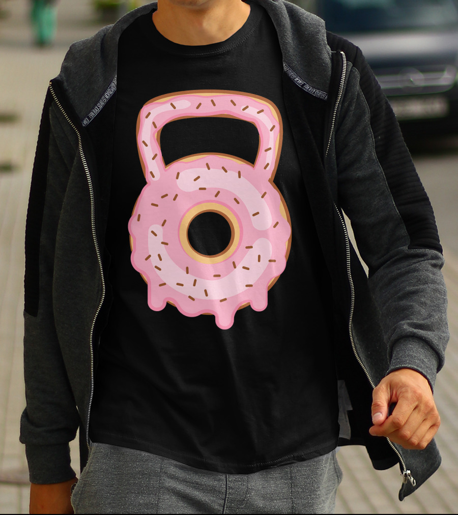 Kettlebell Donut Lover Gym Workout Pink Sprinkles T-Shirt