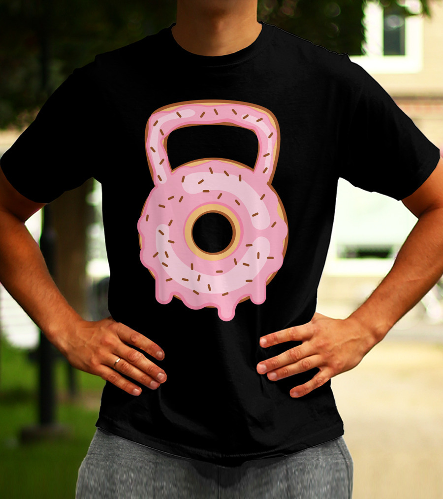 Kettlebell Donut Lover Gym Workout Pink Sprinkles T-Shirt