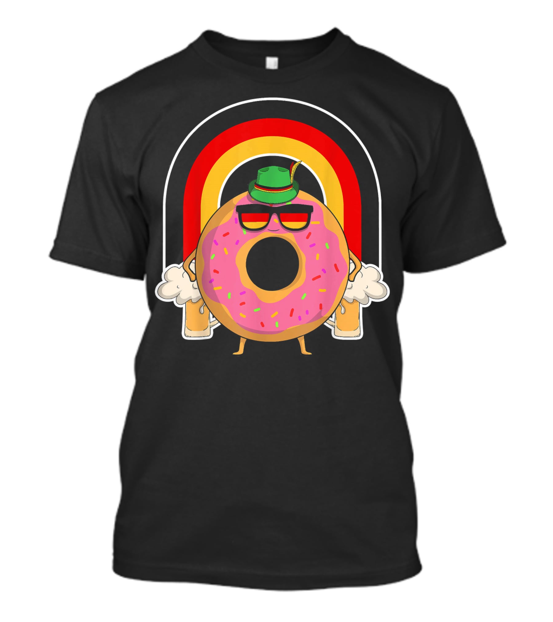 Donuts Beer Oktoberfest Prost German Fla Bavarian Rainbow Hat Party T-Shirt
