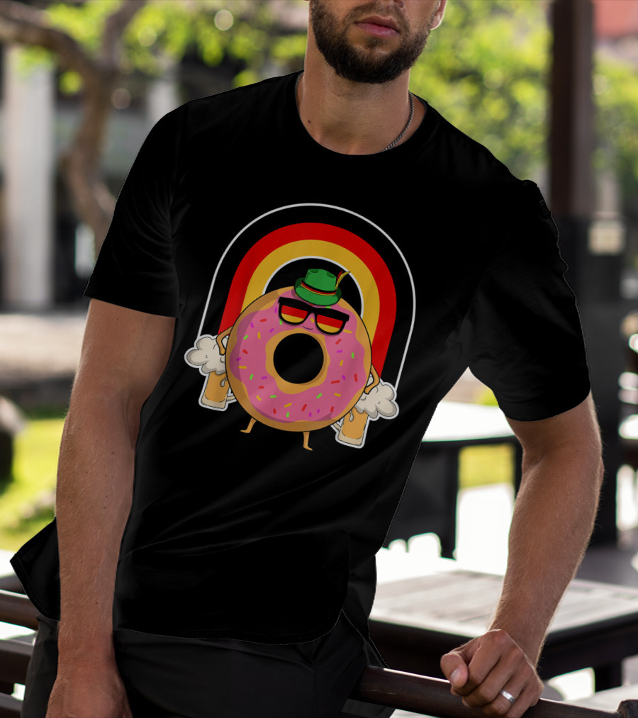 Donuts Beer Oktoberfest Prost German Fla Bavarian Rainbow Hat Party T-Shirt