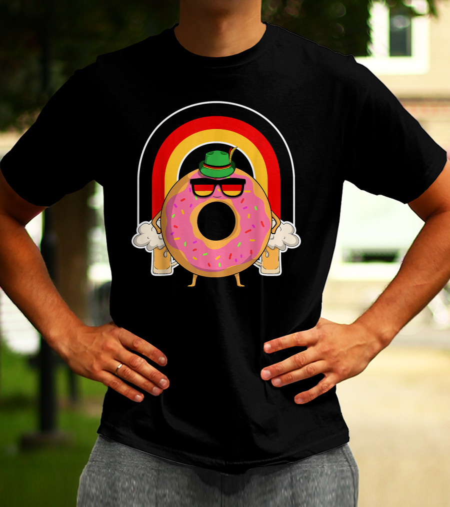 Donuts Beer Oktoberfest Prost German Fla Bavarian Rainbow Hat Party T-Shirt