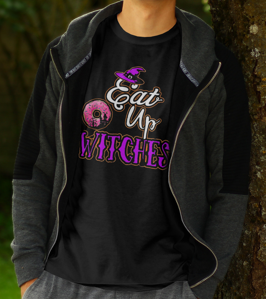 Eat Up Witches Donut Funny Halloween Cos T-Shirt