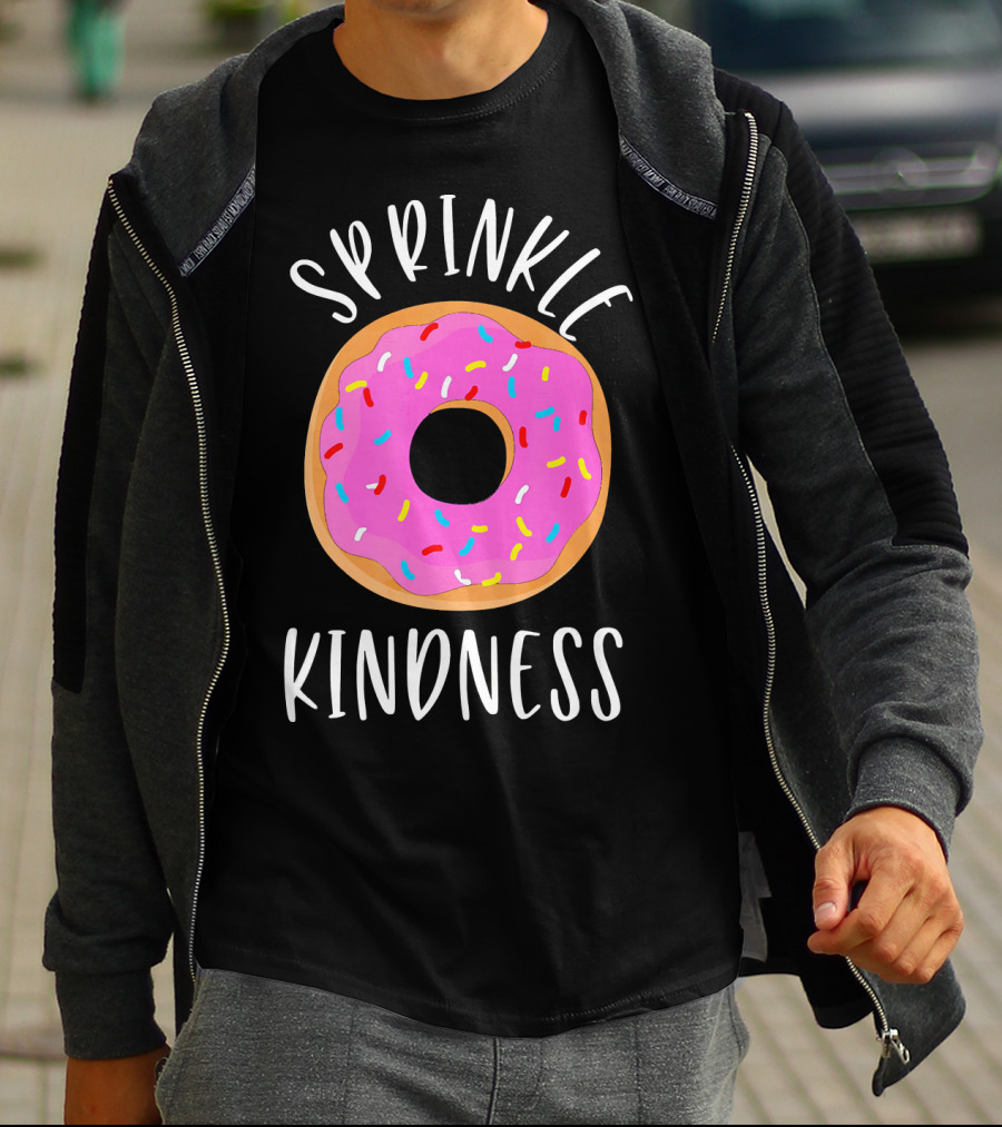 Sprinkle Kindness Donut Anti Bullying Pink Frosted Doughnut T-Shirt