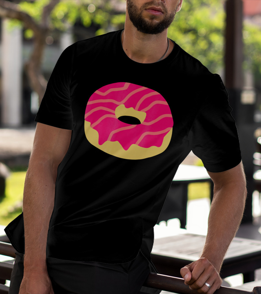 Donut With Pink Glaze And Vibrant Stripes T-Shirt