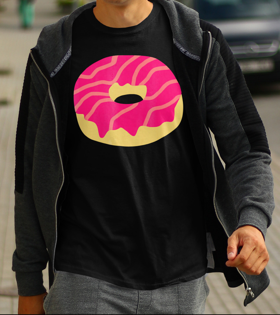 Donut With Pink Glaze And Vibrant Stripes T-Shirt