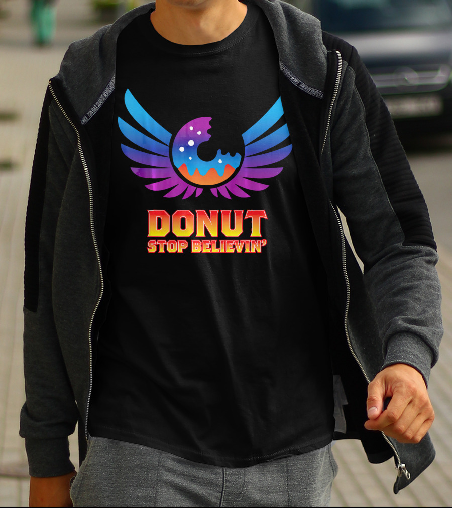 Donut Stop Believin' Colorful Winged T-Shirt