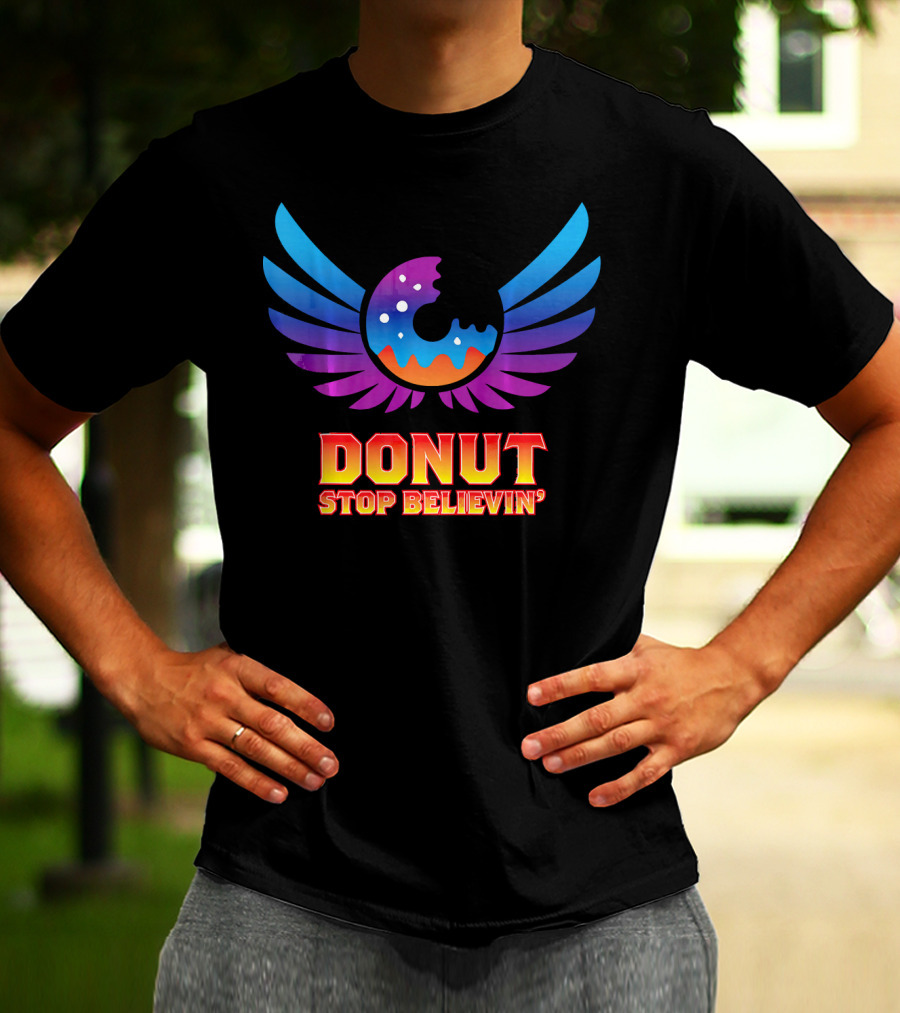 Donut Stop Believin' Colorful Winged T-Shirt