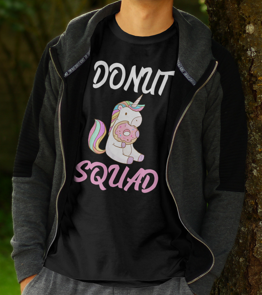 Donut Squad Unicorn Holding Donut With Cute Expression T-Shirt