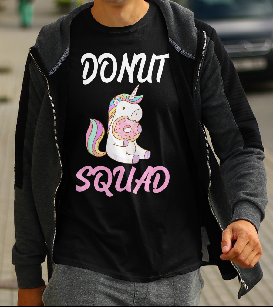 Donut Squad Unicorn Holding Donut With Cute Expression T-Shirt