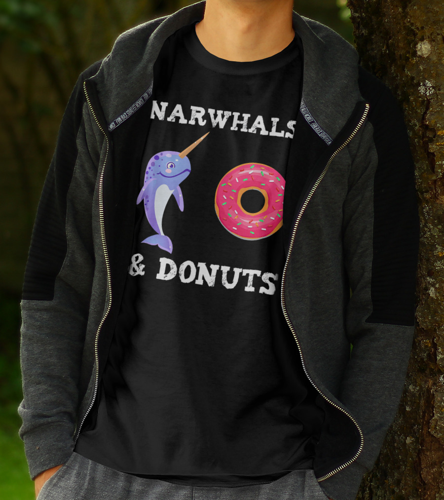 Narwhals And Donuts Funny Doughnut Combo T-Shirt