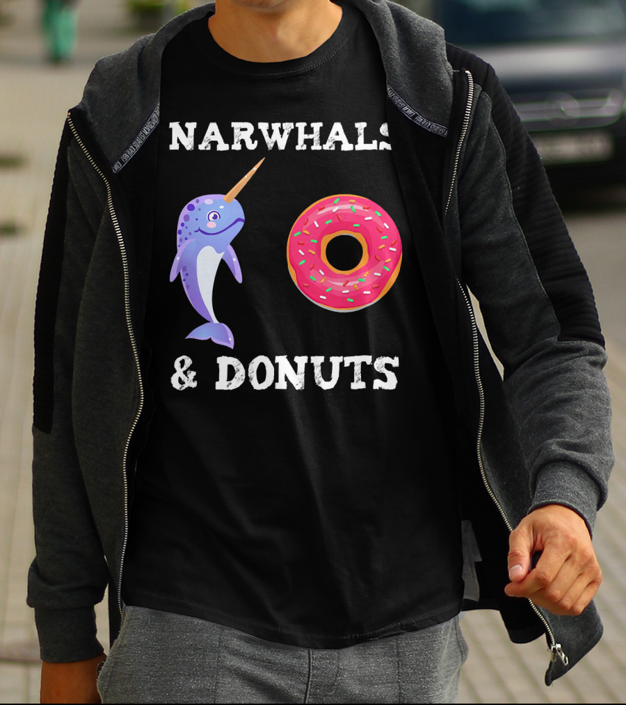 Narwhals And Donuts Funny Doughnut Combo T-Shirt