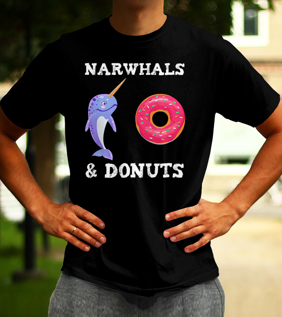 Narwhals And Donuts Funny Doughnut Combo T-Shirt