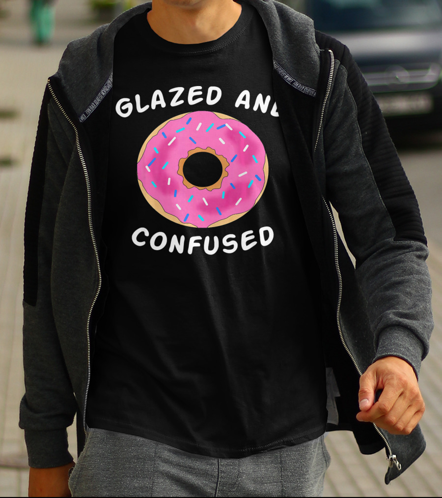 Glazed And Confused Donut Lover Pink Sprinkle Doughnut T-Shirt
