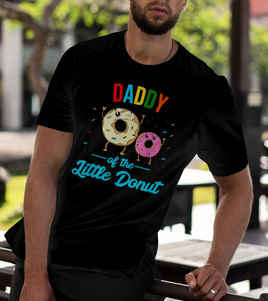 Mens Daddy Of The Little Donut Cute Colorful Sprinkles Character Duo T-Shirt