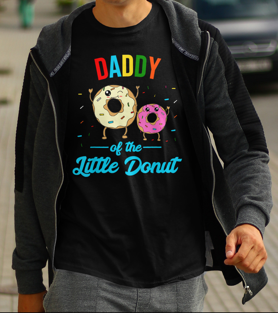 Mens Daddy Of The Little Donut Cute Colorful Sprinkles Character Duo T-Shirt