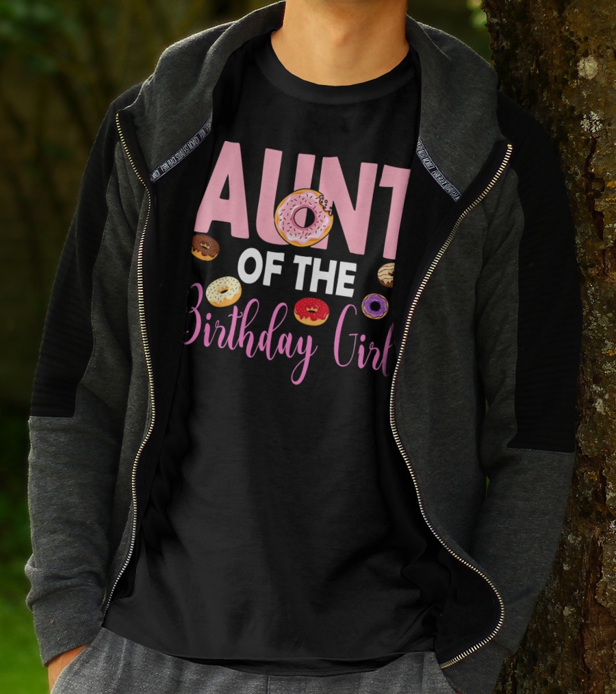 Aunt Of The Birthday Girl Donut Themed T-Shirt