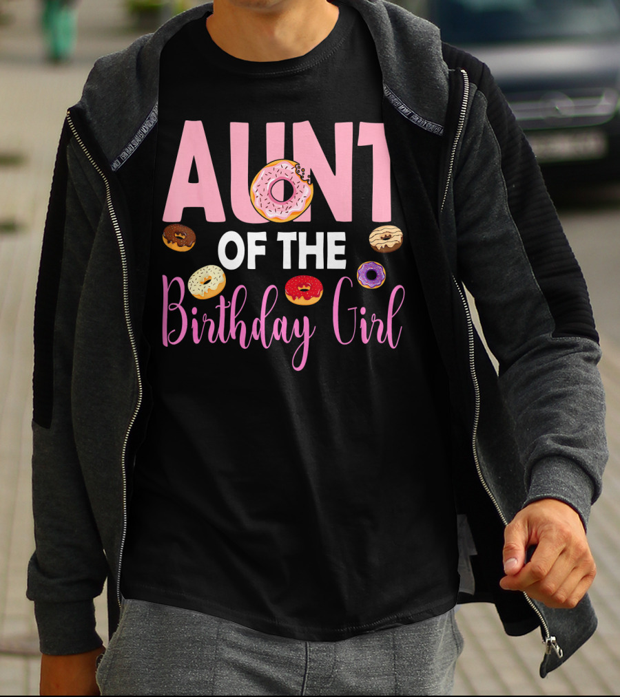 Aunt Of The Birthday Girl Donut Themed T-Shirt
