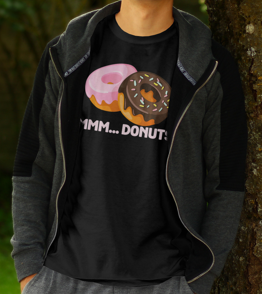 Mmm Donuts Funny Doughnut Lovers With Sprinkles And Pink Glaze T-Shirt