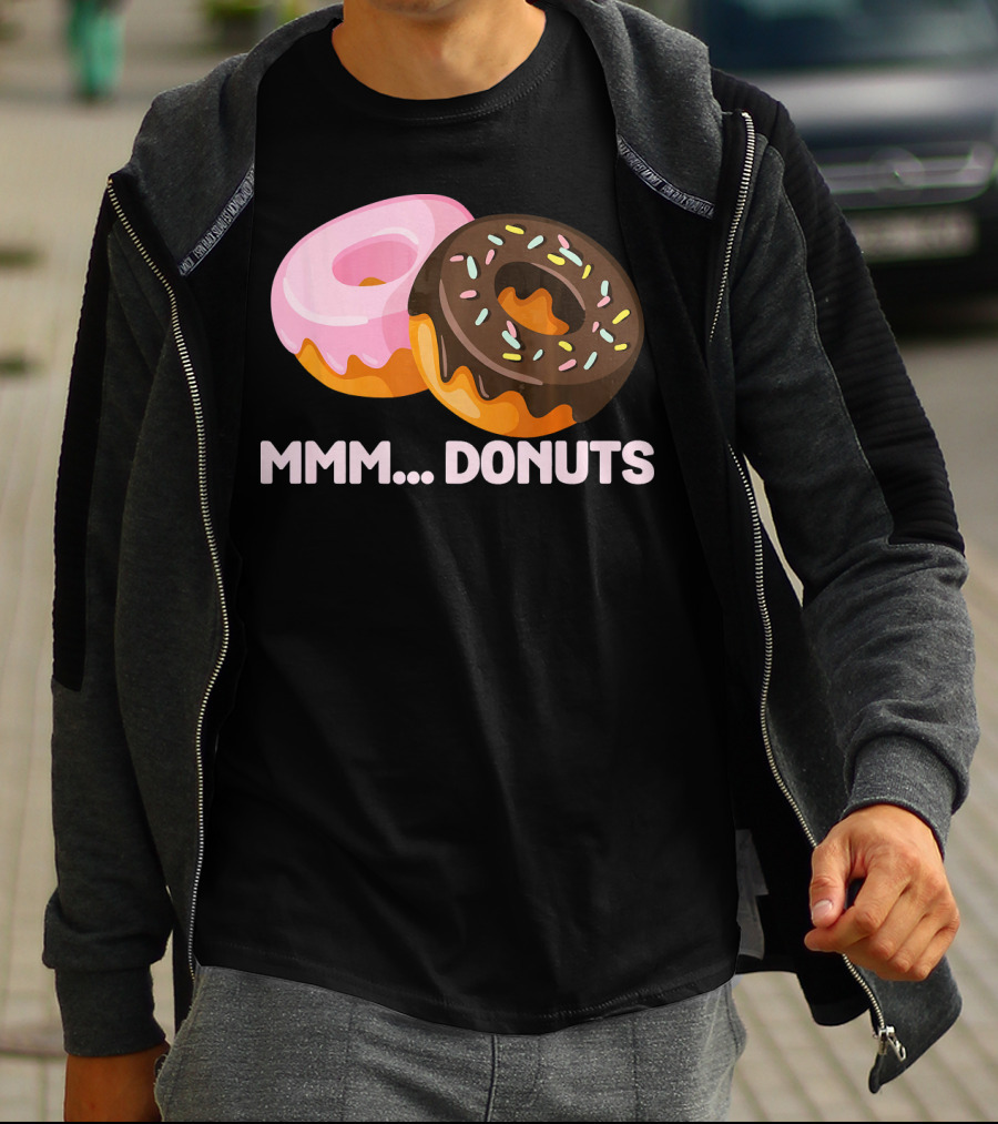 Mmm Donuts Funny Doughnut Lovers With Sprinkles And Pink Glaze T-Shirt