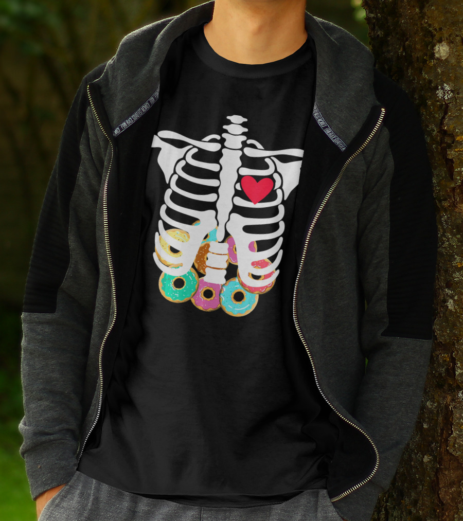 Rib Cage Skeleton X Ray Donuts Heart T-Shirt