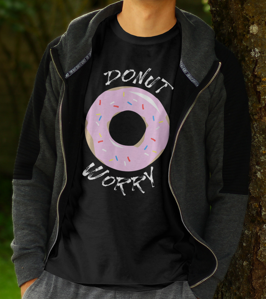 DONUT WORRY Funny Food Pun Pink Frosted Sprinkles T-Shirt