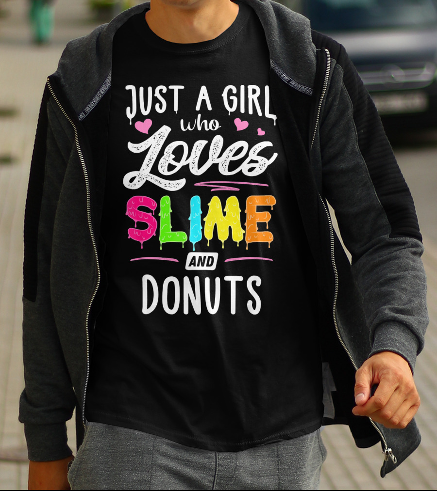 Just A Girl Who Loves Slime And Donuts Hearts T-Shirt
