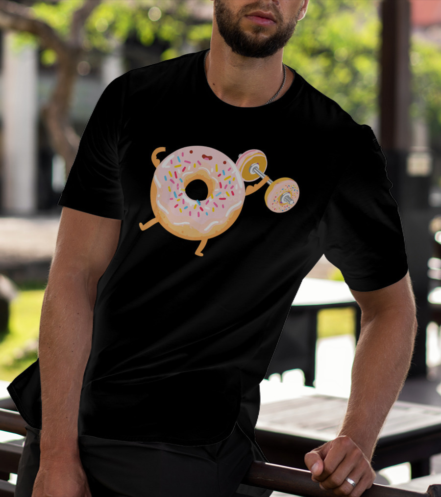 Funny Donut Gym Barbell Fitness Humor T-Shirt