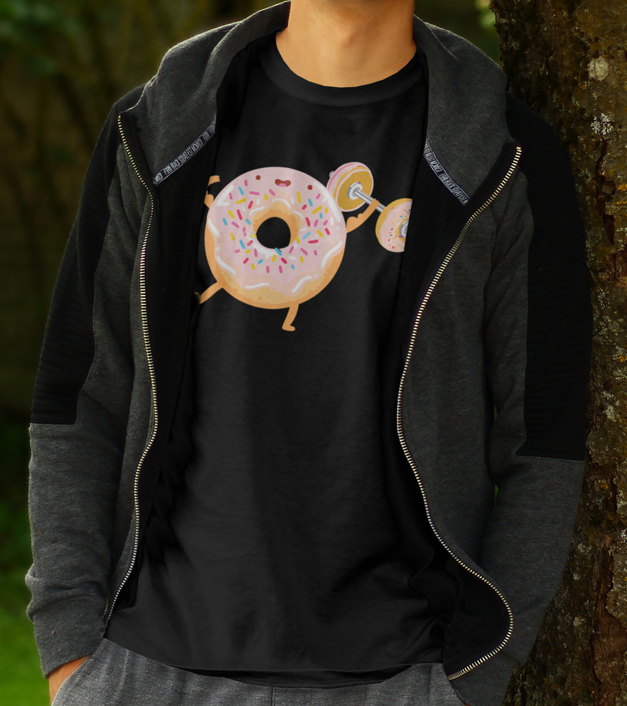 Funny Donut Gym Barbell Fitness Humor T-Shirt