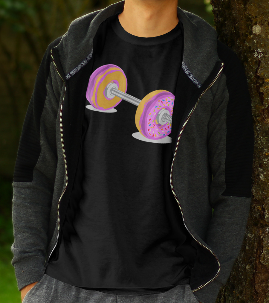 Donut Barbell Sprinkle Weightlifting Humor Novelty T-Shirt