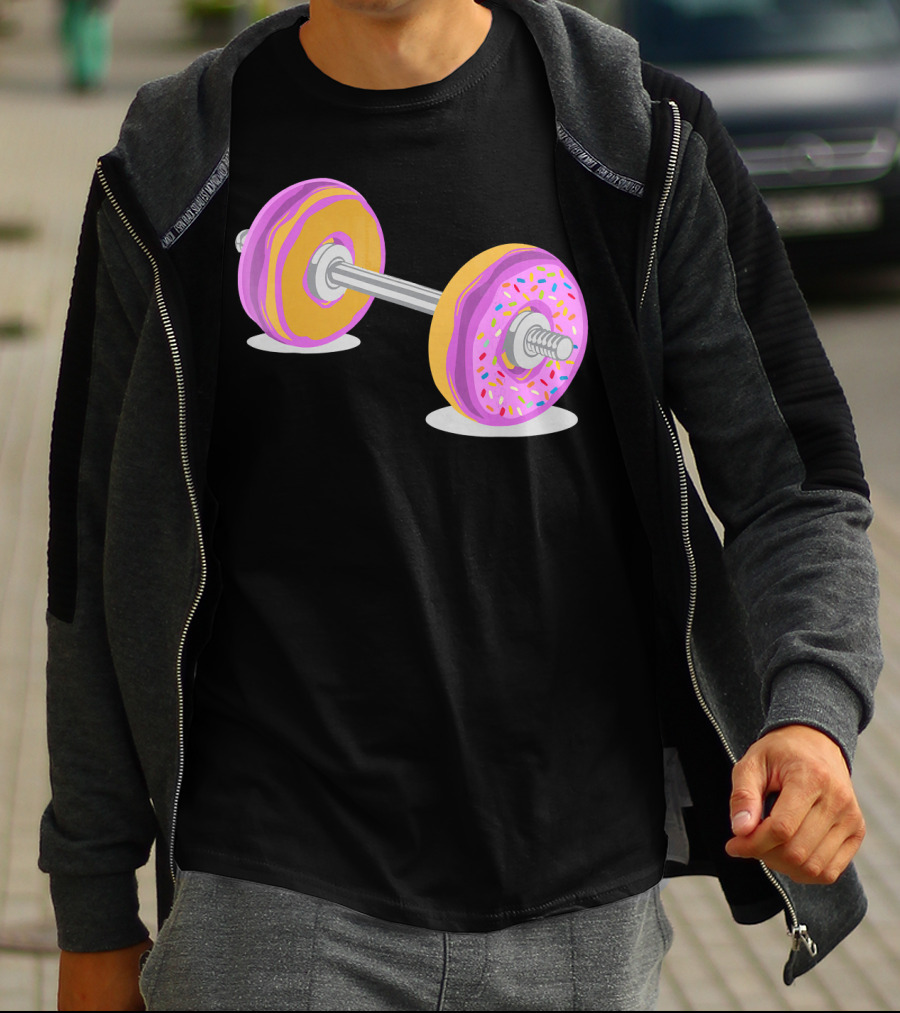 Donut Barbell Sprinkle Weightlifting Humor Novelty T-Shirt