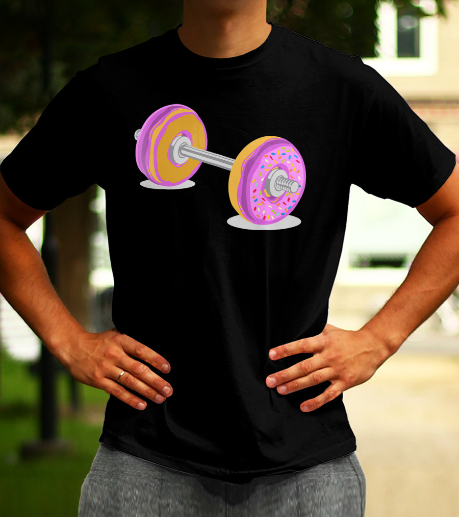 Donut Barbell Sprinkle Weightlifting Humor Novelty T-Shirt