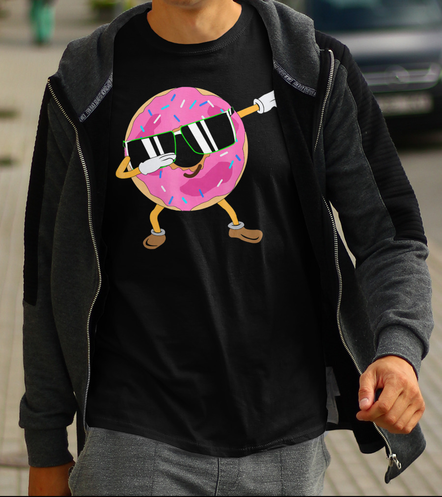 Cool Dabbing Donut Sprinkles Sunglasses Fun T-Shirt