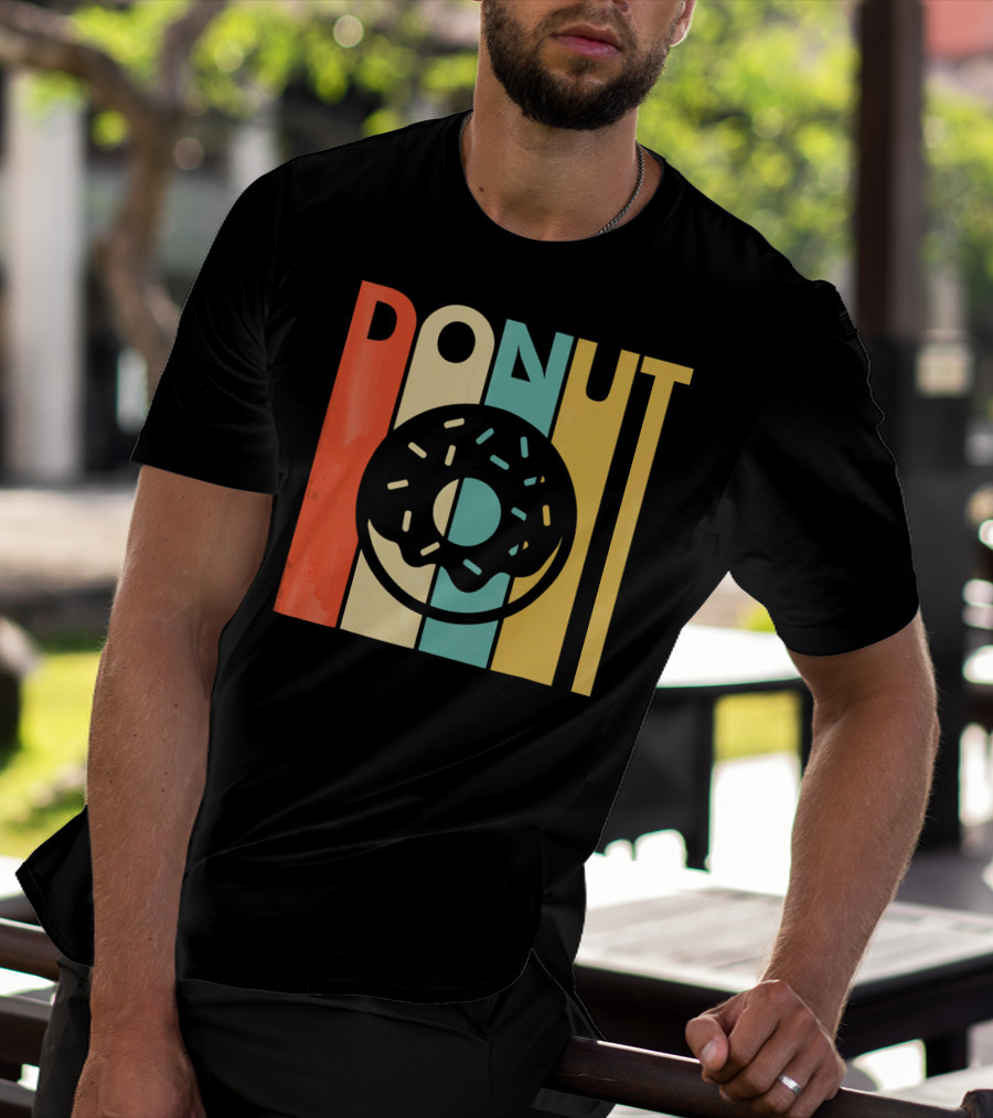 Vintage Style Donut Retro Stripes T-Shirt