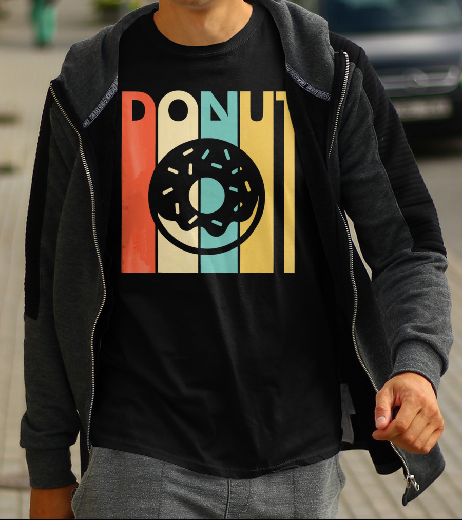 Vintage Style Donut Retro Stripes T-Shirt