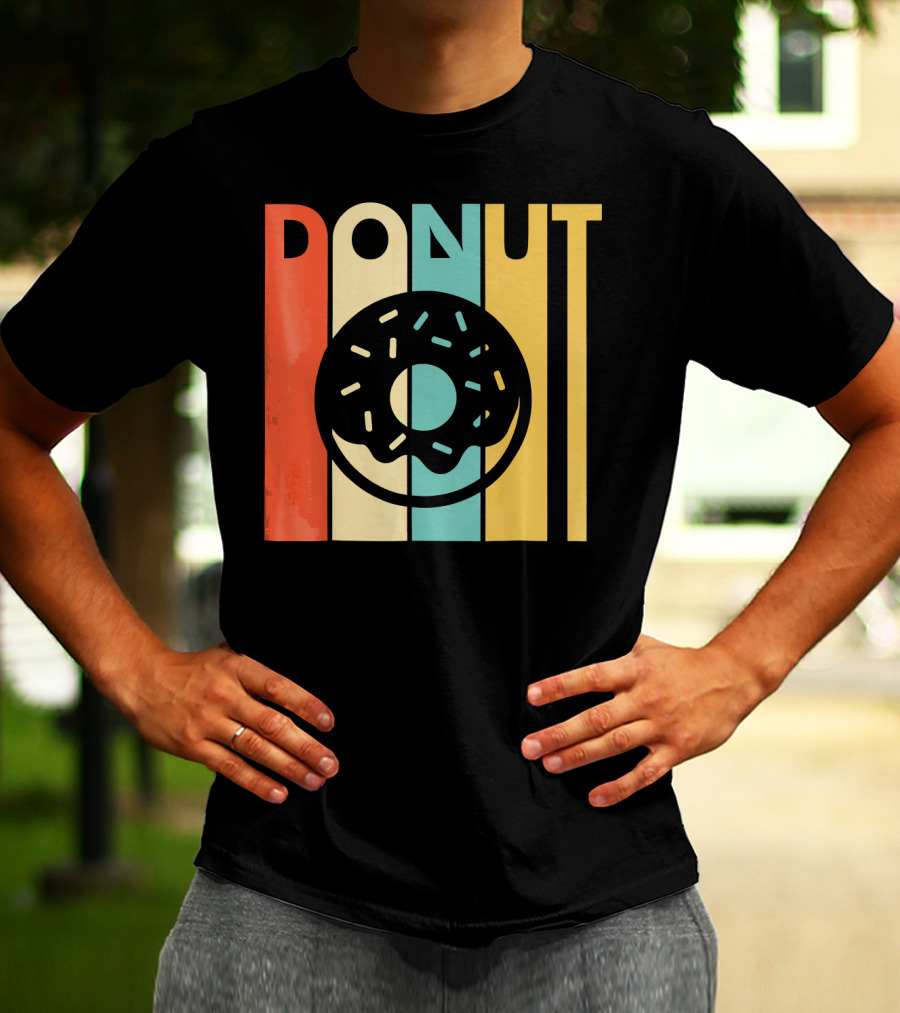 Vintage Style Donut Retro Stripes T-Shirt