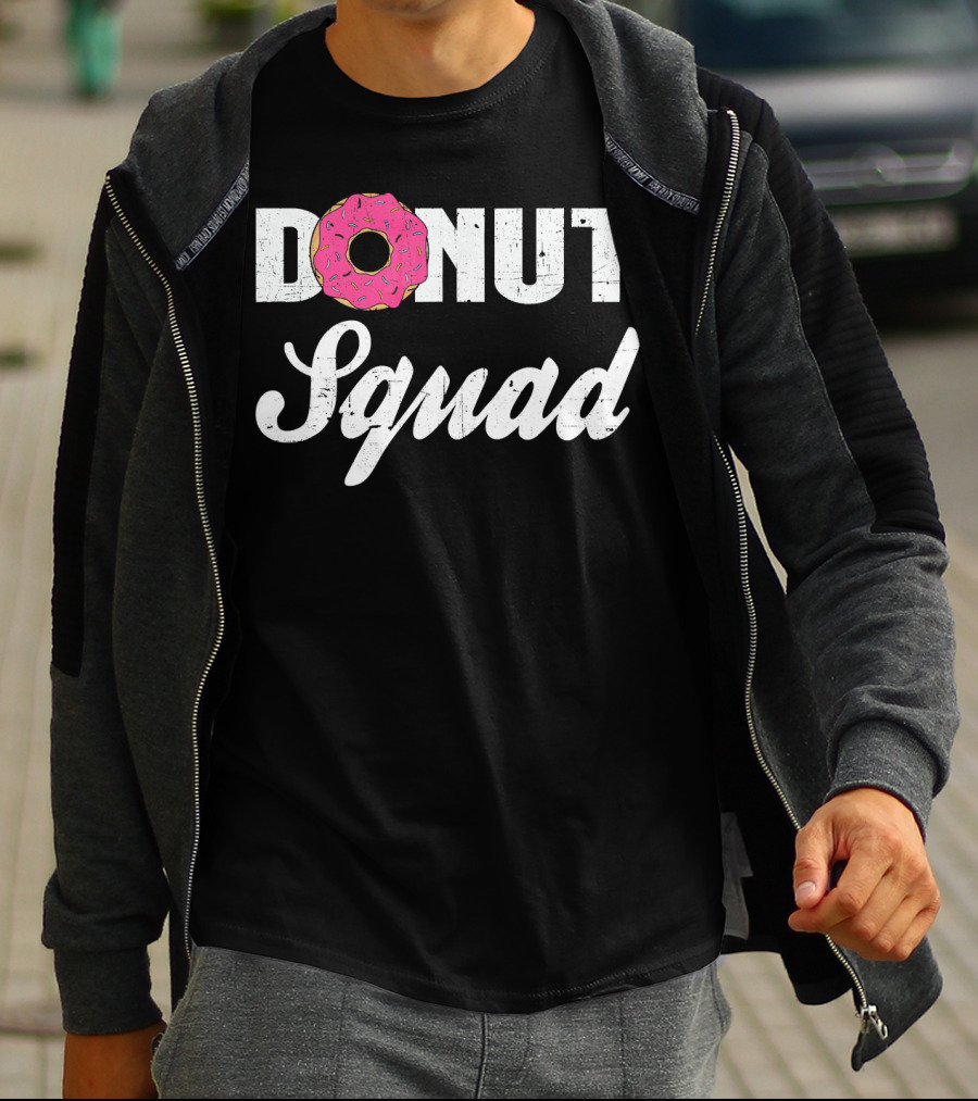 Donut Squad Funny Doughnut Lovers And Poli With Pink Frosted Topped Letters T-Shirt