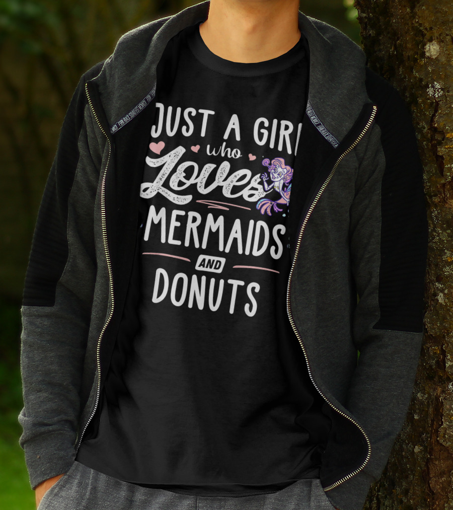 Just A Girl Who Loves Mermaids And Donuts With Heart Accents T-Shirt