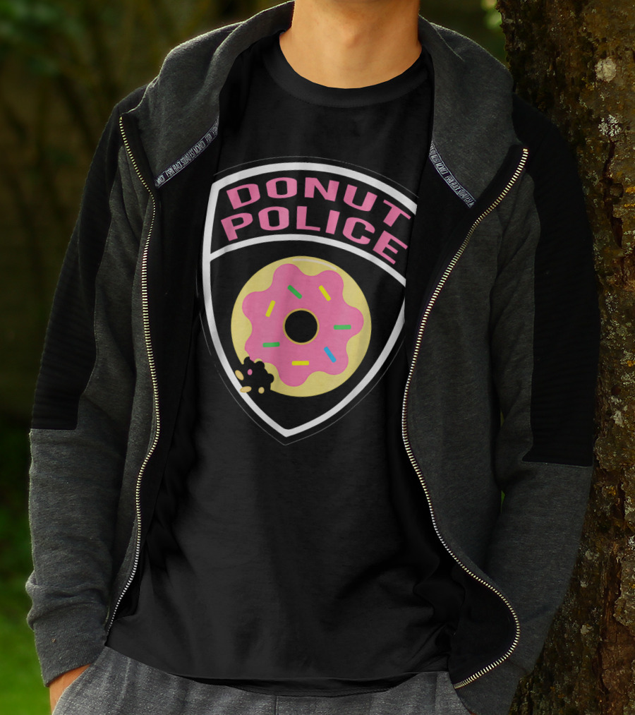 Donut Police Badge Funny Donut Lover Pink Sprinkles T-Shirt