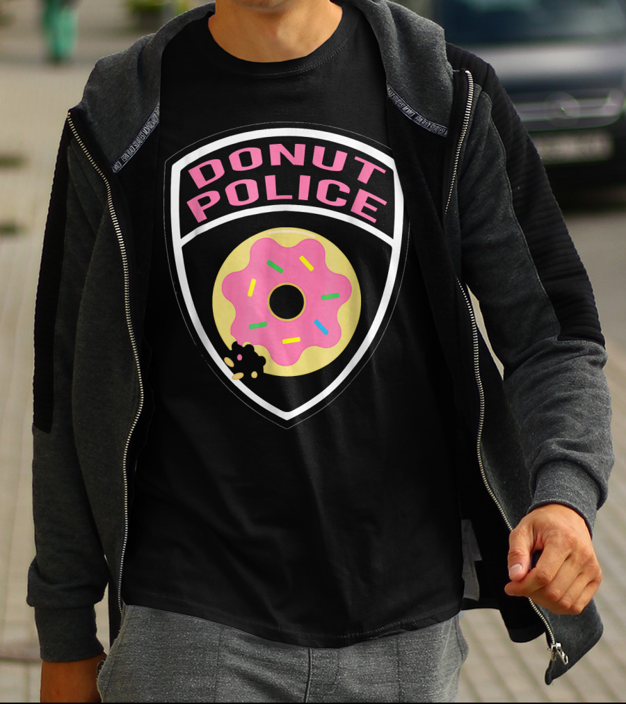 Donut Police Badge Funny Donut Lover Pink Sprinkles T-Shirt