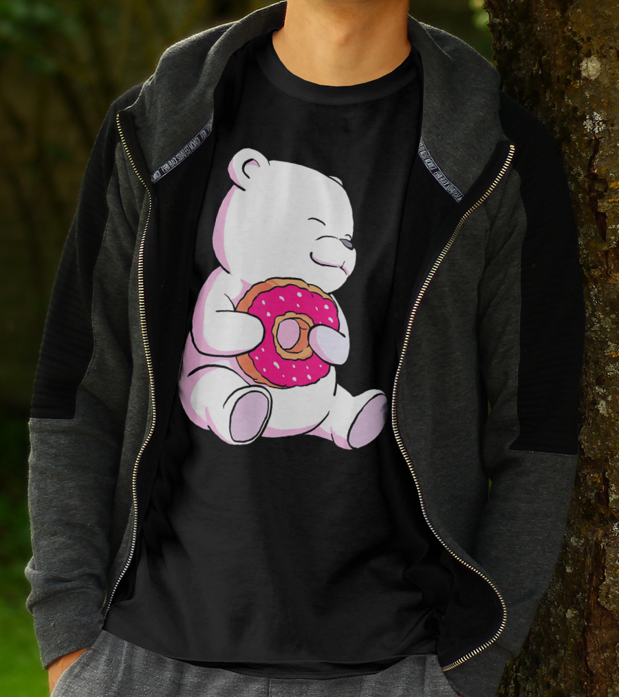 Polar Bear Holding Donut Animal Lover T-Shirt