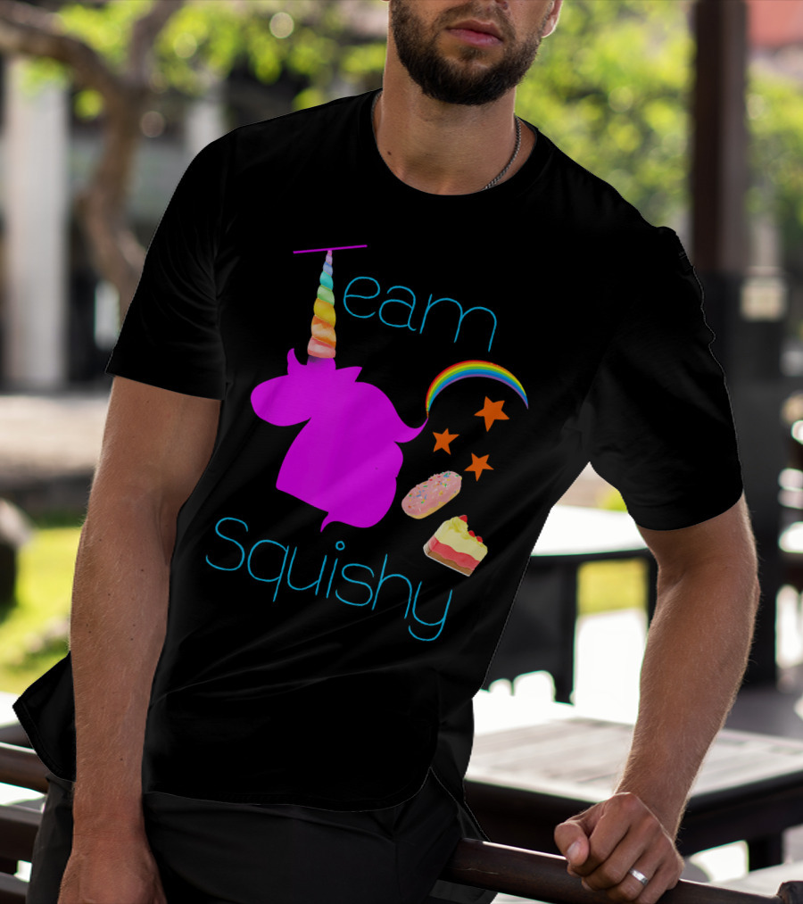 Team Squishy Forever Unicorn Rainbow Donut Cake Stars T-Shirt