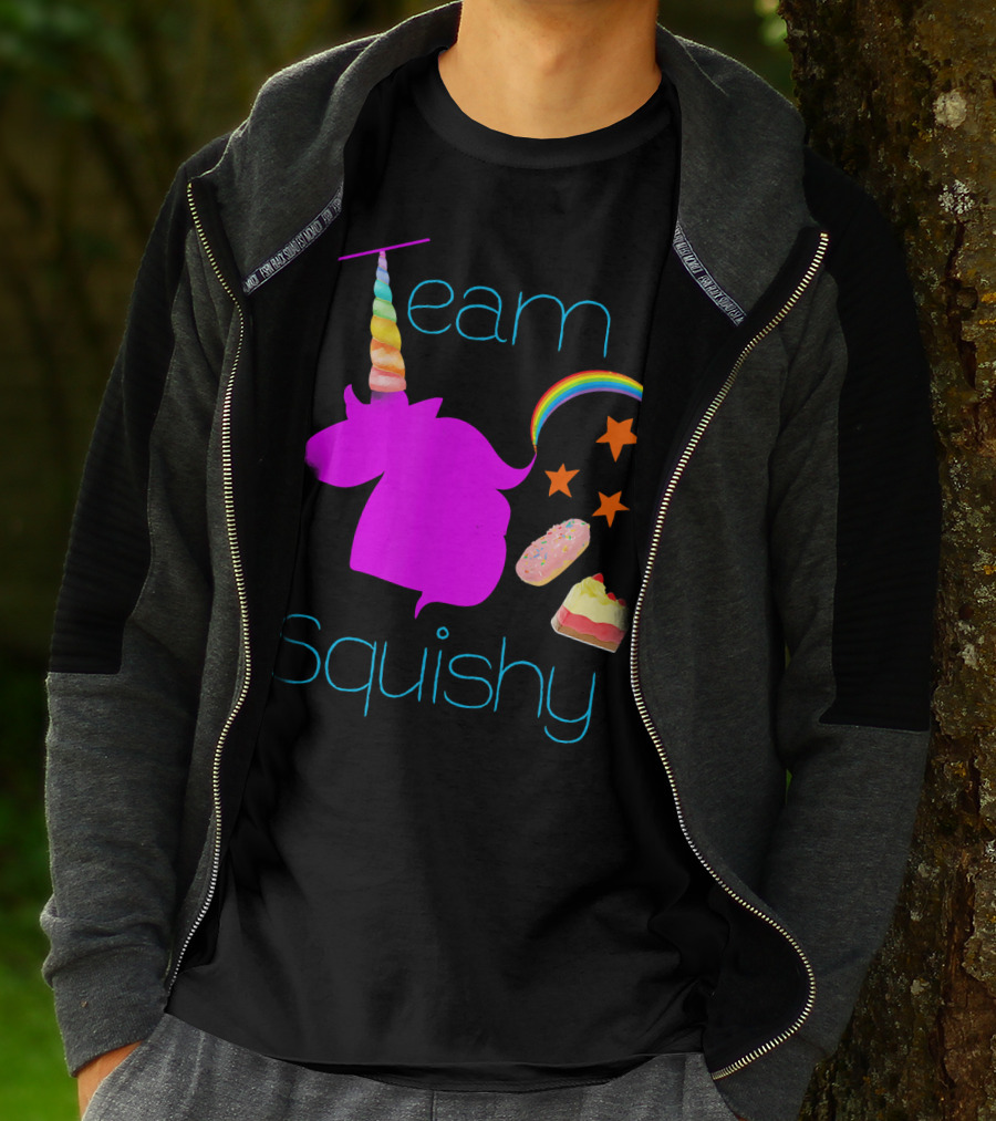 Team Squishy Forever Unicorn Rainbow Donut Cake Stars T-Shirt
