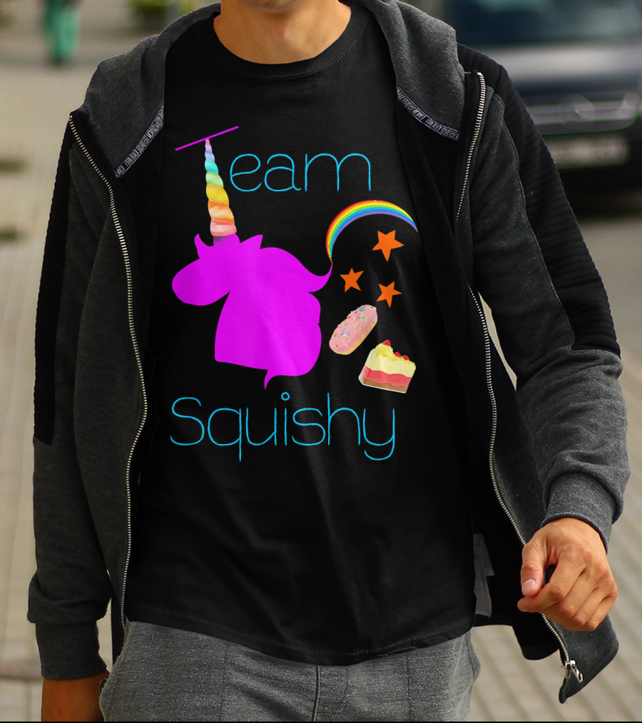 Team Squishy Forever Unicorn Rainbow Donut Cake Stars T-Shirt