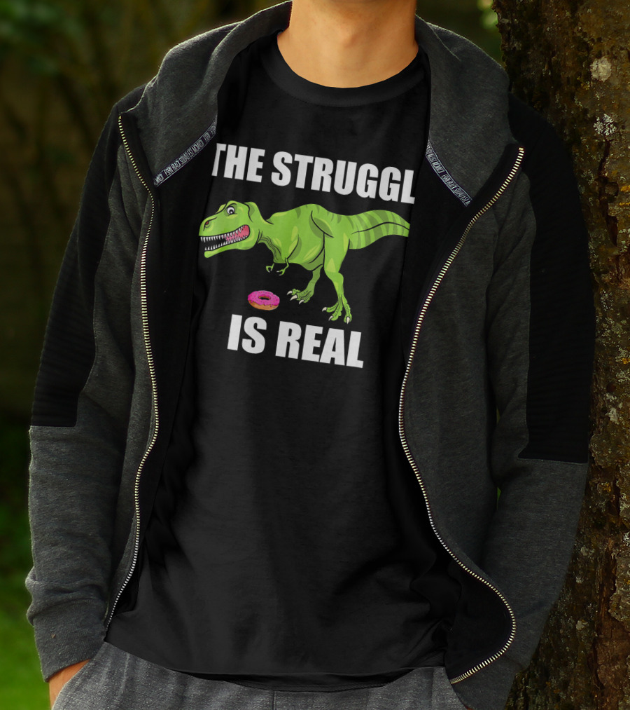 The Struggle Is Real Donut Dinosaur Rex T-Shirt