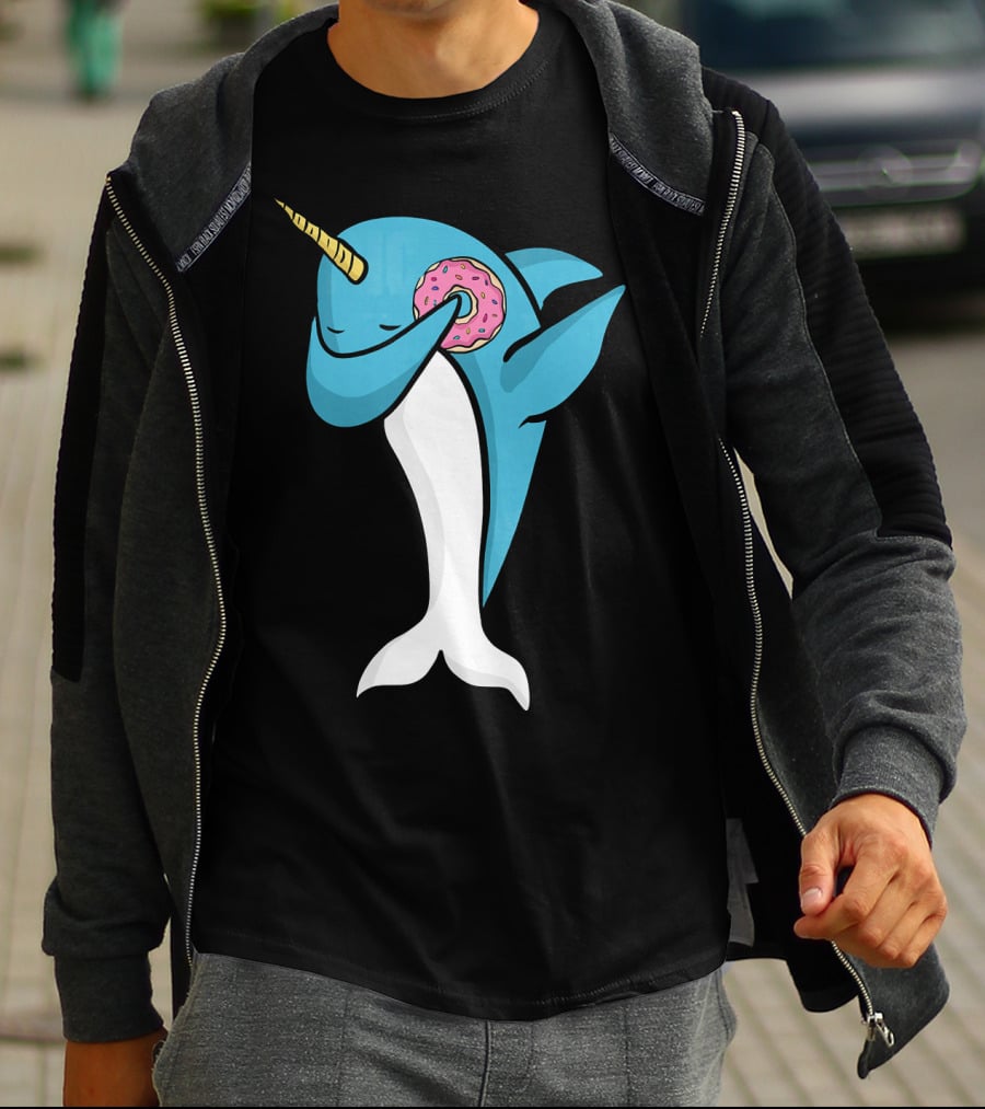 Narwhal Dabbing With Donut Pose T-Shirt