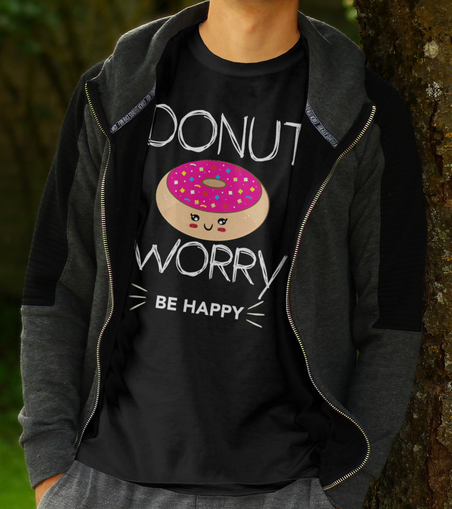Donut Worry Be Happy With Smiling Doughnut T-Shirt
