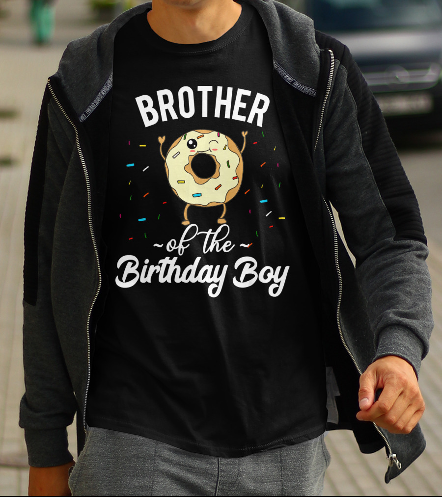 BROTHER Of The Birthday Boy Donut Winking Confetti T-Shirt