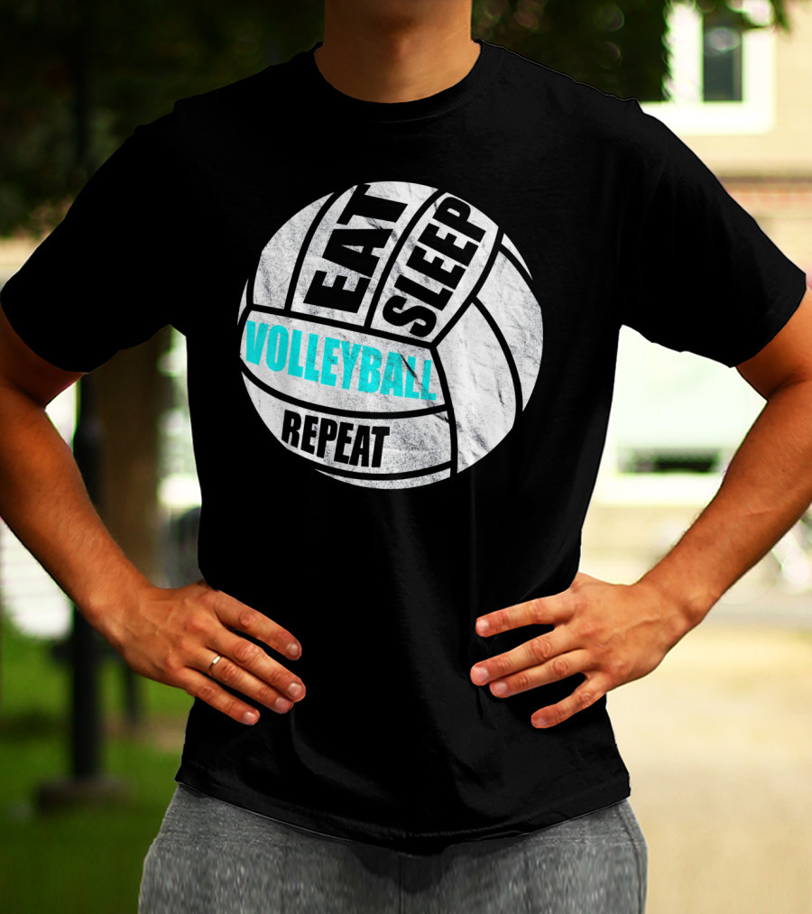 Eat Sleep Volleyball Repeat Distressed Girls Or Boys T-Shirt