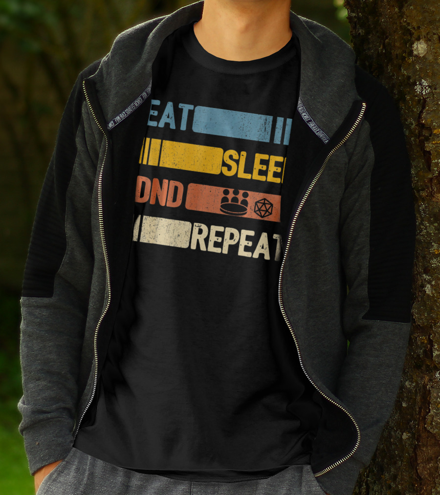 Eat Sleep DND Dice Crown Repeat T-Shirt