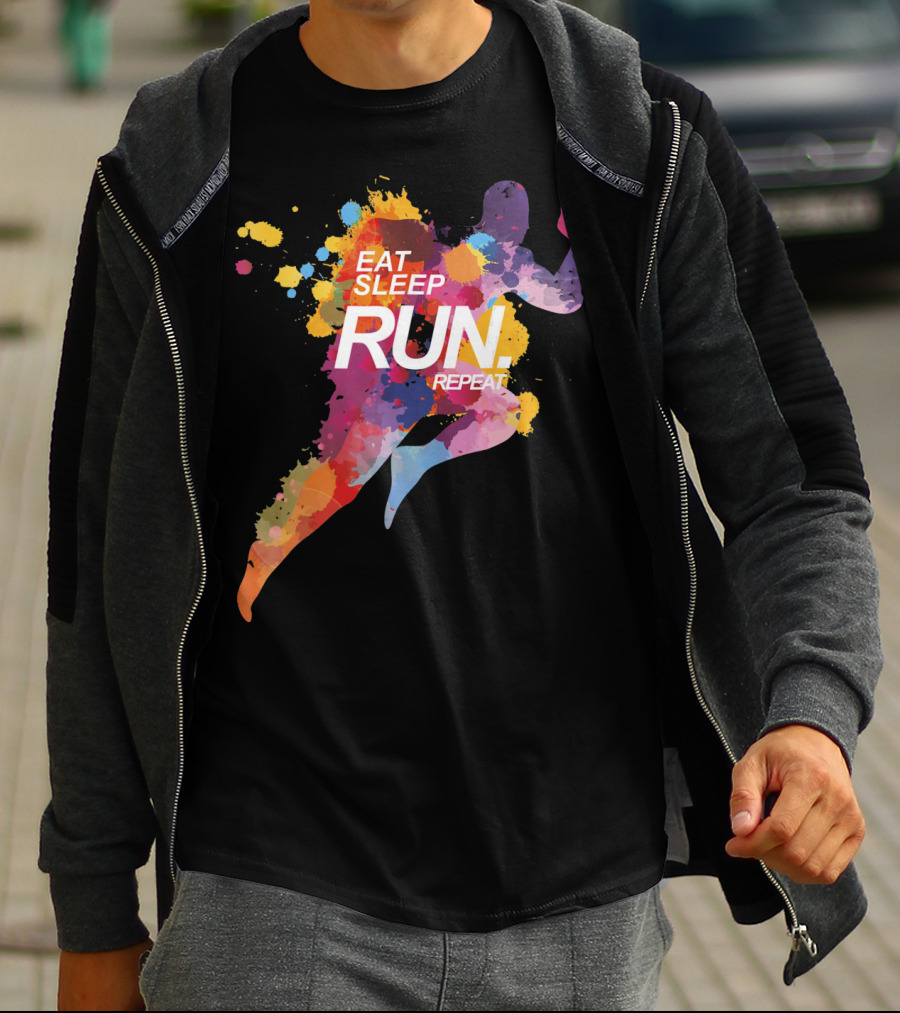 Eat Sleep Run Repeat Colorful Runner T-Shirt